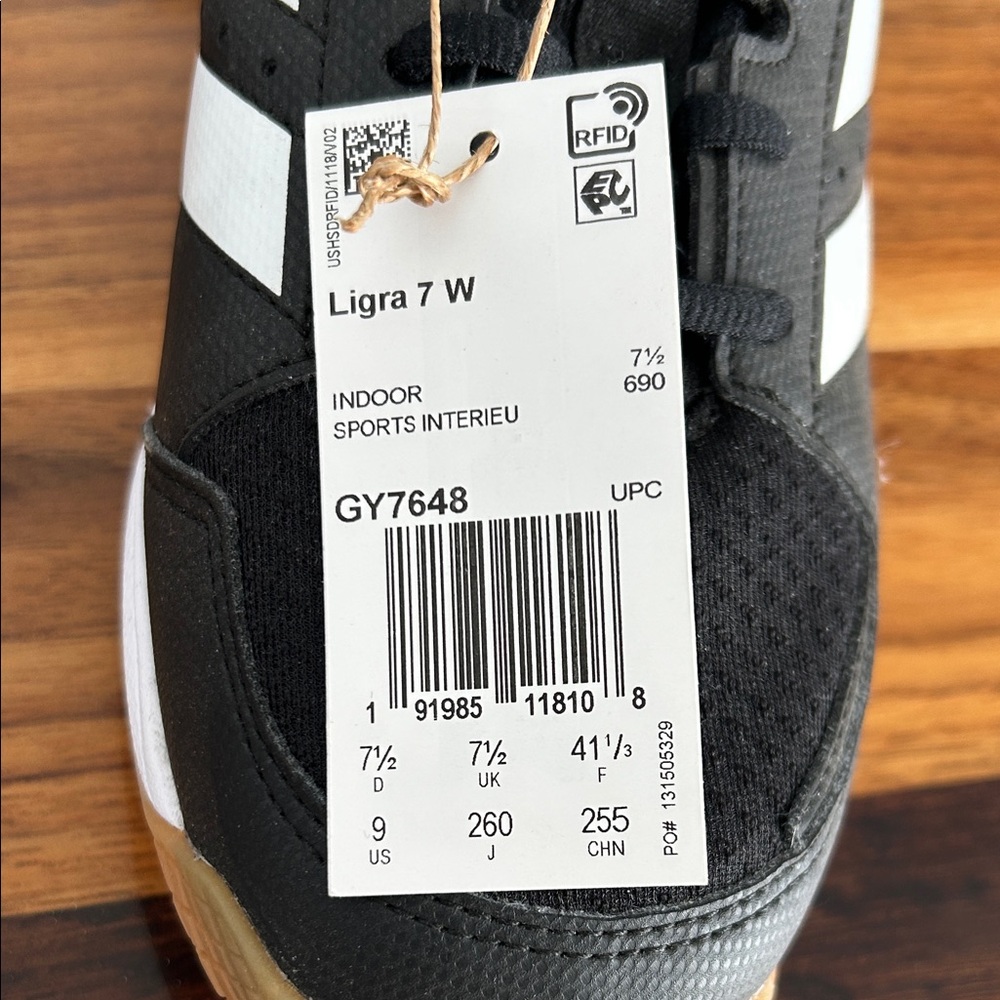 Adidas women’s Black and White Sneakers with Gum Sole - Picture 2 of 5